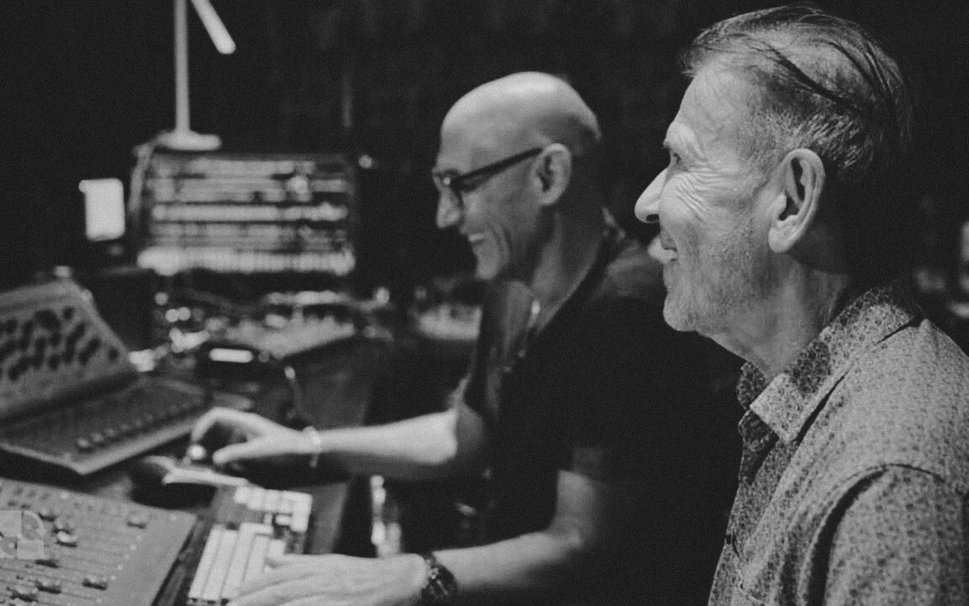 Steve Lillywhite and Neil McClellan mixing Fairytale of New York in the recording studio.