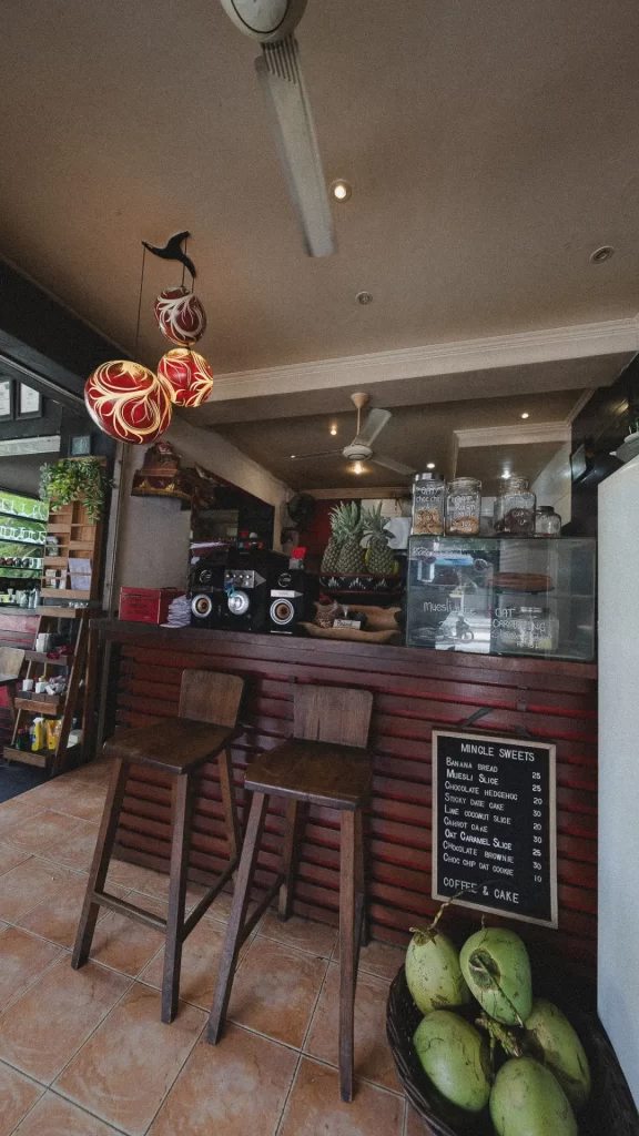 Interior counter and kitchen view at Mingle Café Ubud