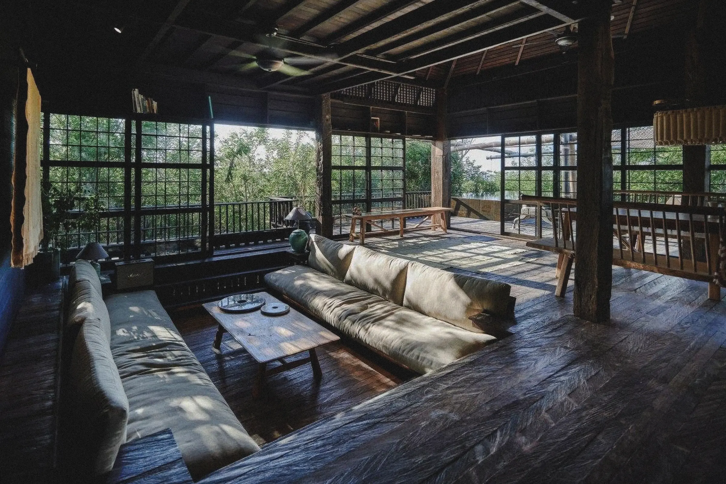 Reclaimed ulin ironwood used throughout The Barn by Alexis Dornier in Uluwatu