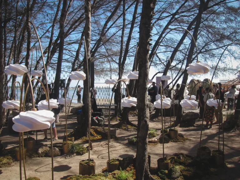 Ong Cen Kuang installation among the trees at Jia Curated 2024 in Sanur, Bali
