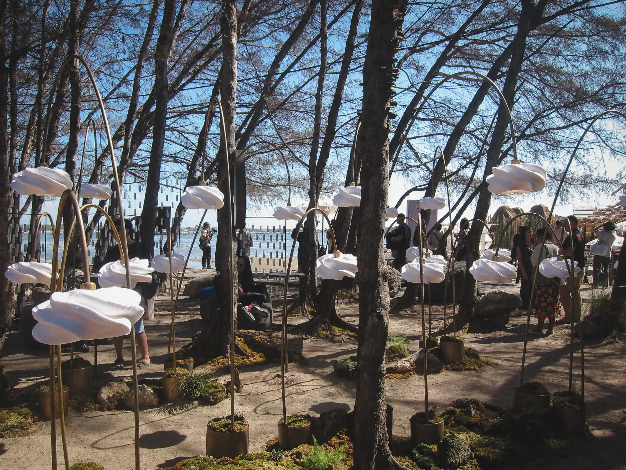 Ong Cen Kuang installation among the trees at Jia Curated 2024 in Sanur, Bali